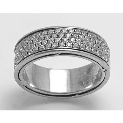 Sterling Silver Ring - pave-set with white CZs