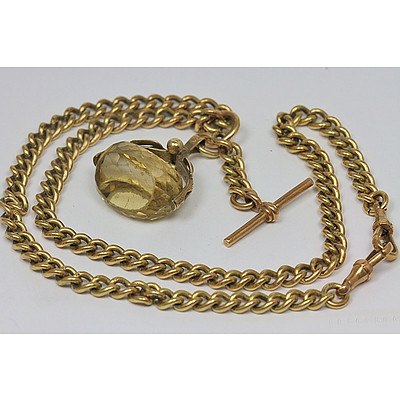 Vintage Albert Chain - curb link - with Citrine Swivel