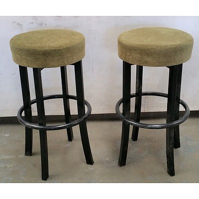 Pair of Green Upholstered Stools