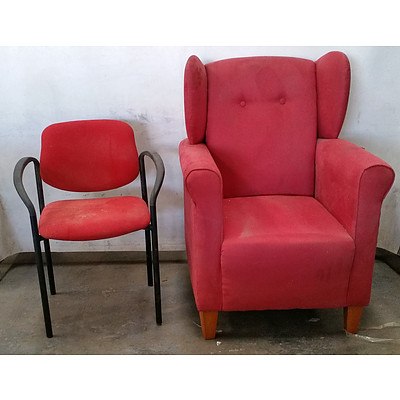 Group of Red Upholstered Armchairs