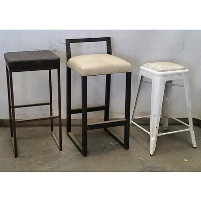 Group of Nine Various Bar Stools and Chairs