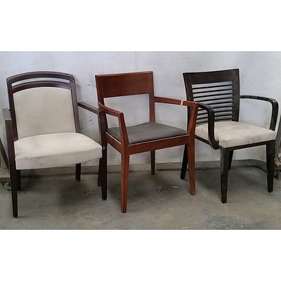 Group of Wooden Framed Armchairs With Upholstery