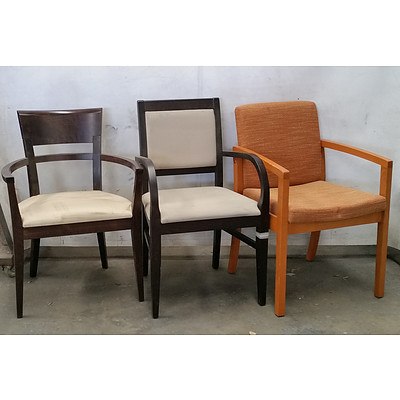 Group of Wooden Framed Armchairs With Upholstery