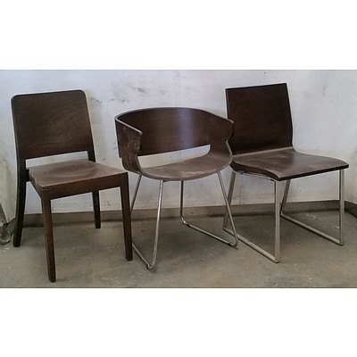 Group of Six Dark Wooden Dining Chairs