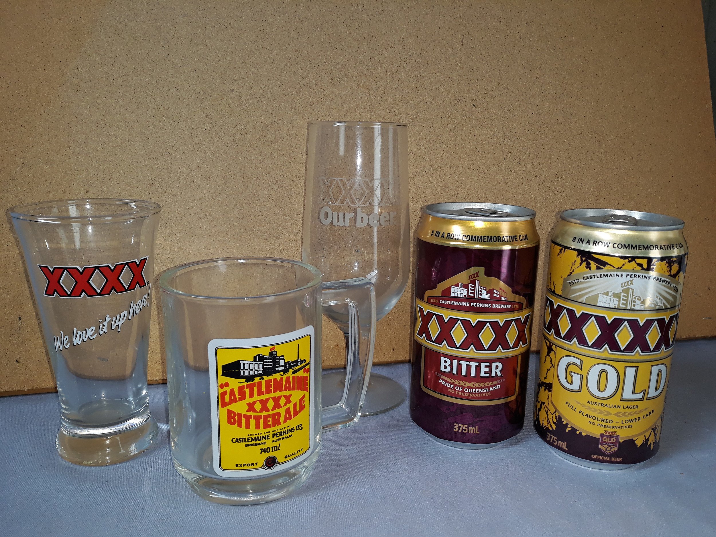 XXXX Collectable beer glasses cans Lot 1053880 ALLBIDS