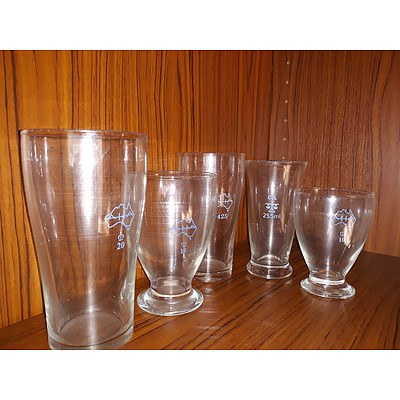 Collectable vintage Australian Hotels Association (AHA) Beer glasses