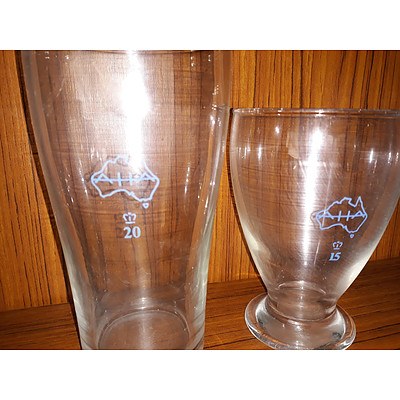 Collectable vintage Australian Hotels Association (AHA) Beer glasses