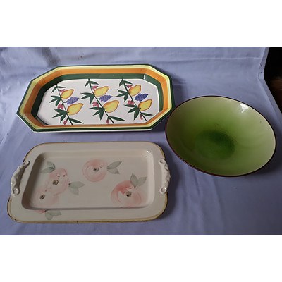 2 rectangular serving plates & 1 serving bowl