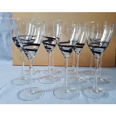 Wine glasses with black swirl design