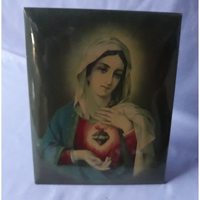 4 Vintage Glazed Enamel Religious Icons