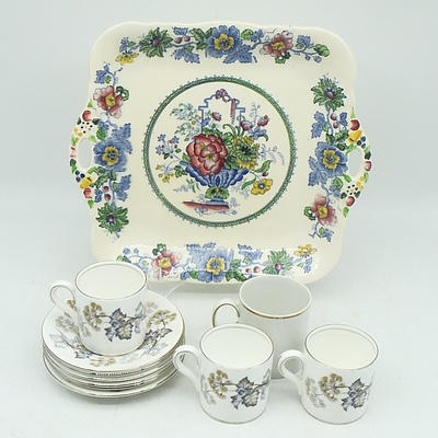 Three Coalport Camelot Dematise Pairs and Antique Mason's Cake Plate