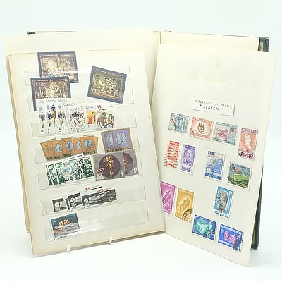 Three Vintage Spring Back Stamp Albums With British Commonwealth Stamps