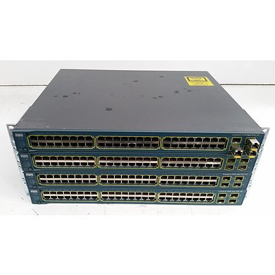 Cisco (WS-C3560-48PS-S) Catalyst 3560 Series PoE-48 48-Port Fast Ethernet Switches - Lot of Four