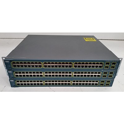Cisco (WS-C3560-48PS-S V04) Catalyst 3560 Series PoE-48 48-Port Fast Ethernet Switches - Lot of Three