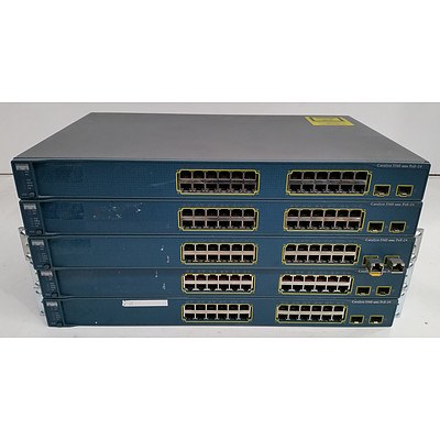 Cisco (WS-C3560-24PS-S) Catalyst 3560 Series PoE-24 24-Port Fast Ethernet Switches - Lot of Five