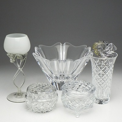 Orrefors Glass Bowl, English Silver Plated Ice Bucket,  A Bohemia Cut Crystal Jewellery Box, Stuart Crystal Vase and More