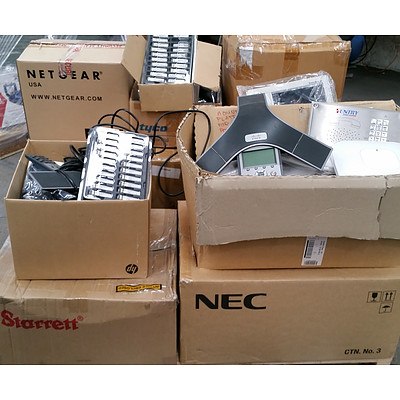 Bulk Lot of Assorted IT and Teleconferencing Equipment - Networking Modules, Access Points & Office Phones