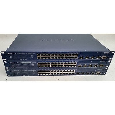 Netgear (GSM7224) 24-Port 10/100/1000 Mbps Layer 2 Managed Gigabit Switch - Lot of Three