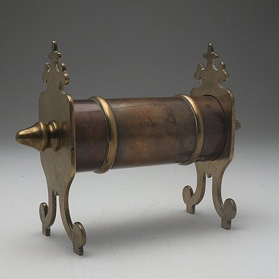 Victorian Brass Money Box with Cylindrical Container with Coin Slot