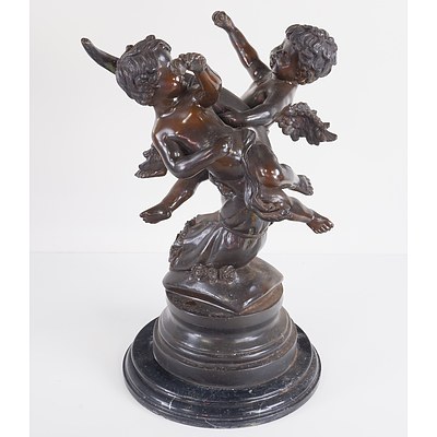 Classical Style Bronze Statue of Two Cherubs