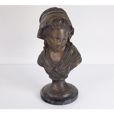 Classical Style Bronze Bust of a Young Girl