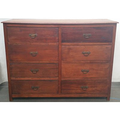 Substantial Stained Pine Chest Of Drawers