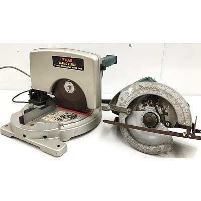 Makita 185mm Circular Saw & Ryobi 210mm Compound Mitre Saw