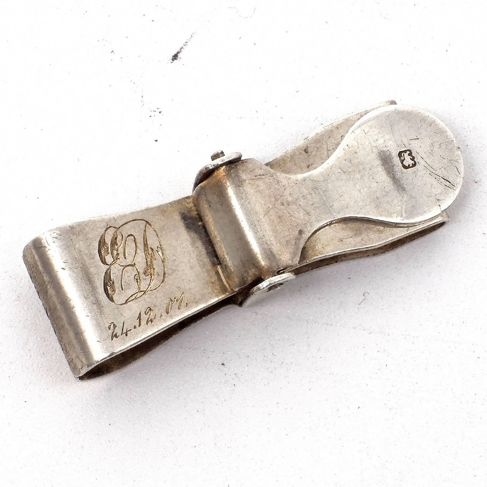 'Antique Sterling Silver Tie Grip, Birmingham, G E Walton & Co Ltd'