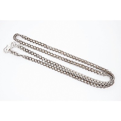 Heavy Sterling Silver Inserted Curb Link Chain, 40g