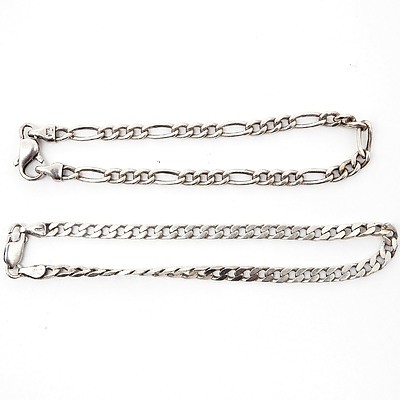 Two Sterling Silver Curb Link Bracelets, 7.5g and 6.35g