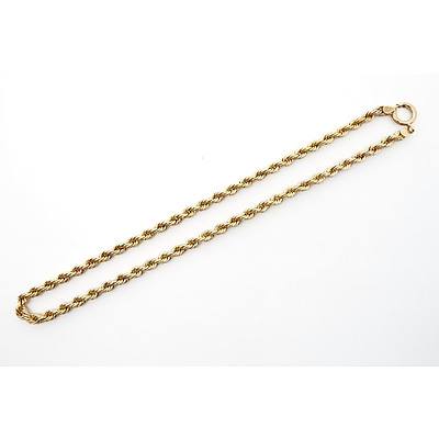 9ct Yellow Gold Triple Rope Chain, 8.2g