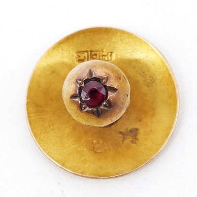 Antique Australian 15ct Yellow Gold Button with Garnet Top Doublet