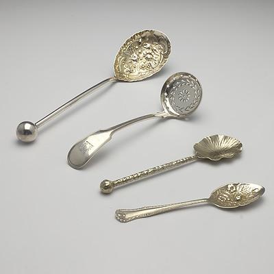 Silver Plated Serving and Table Ware, Including Crested West and Son Sugar Sifter and Repousse Berry Spoon