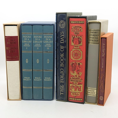 Group of Folio Books Including Hours In A Library, The Folio Book of Days, Short Stories From the Strand, and More