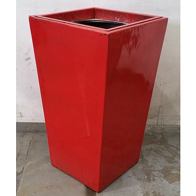 Gloss Red Square Top Sub Irrigation Pot - Lot Of 5
