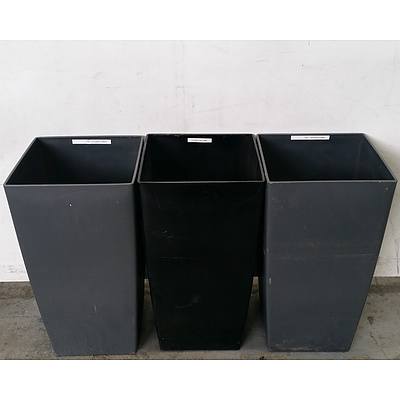 Black & Grey Square Top Planter Boxes - Lot Of 3
