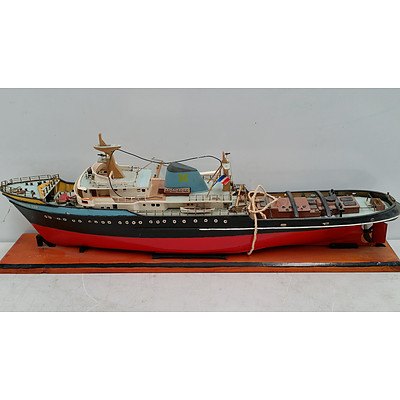 Vintage Hand Made Model Boat and Ship - Lot of Two