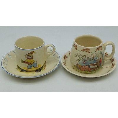 Two Bunnykins Cup and Saucer Sets