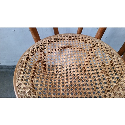 Two Antique Bentwood Chairs With Woven Seats