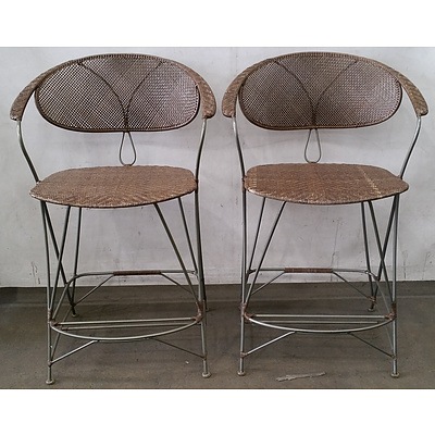 Woven Steel Framed Chair - Lot Of 2