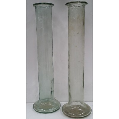 Glass Cylindrical Vases - Lot of Two