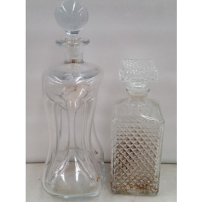 Blown and Cut Glass Decanters - Lot of Two