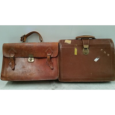 Vintage Leather Brief Cases - Lot of Two