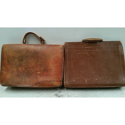 Vintage Leather Brief Cases - Lot of Two