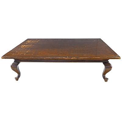 Very Large Vintage Parquetry Topped Coffee Table
