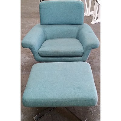 Occasional Swivel Armchair Chair with Ottoman