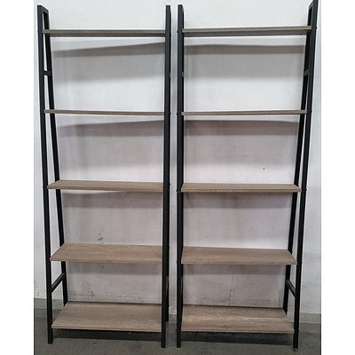Two Shelving Units and Occasional Table