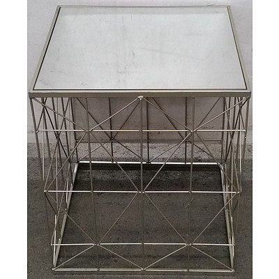 Mirrored Glass Geometric Occasional Table