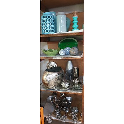 Selection of Assorted Teal, Green and Silver Decorative Pieces
