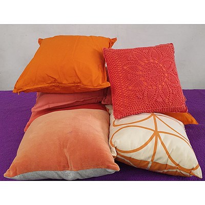 Orange Throw Cushions - Lot of Eight